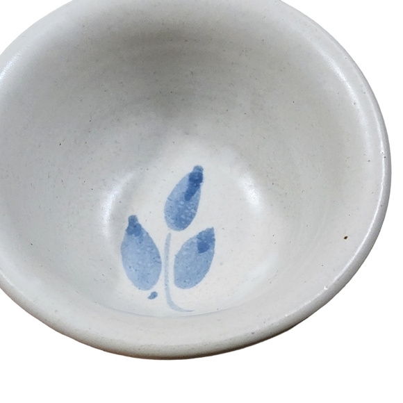 Vtg OBE signed studio pottery finger bowl blue floral - Picture 5 of 11